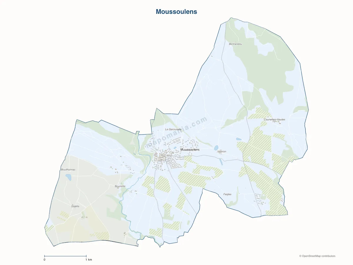 Carte de Moussoulens à personnaliser
