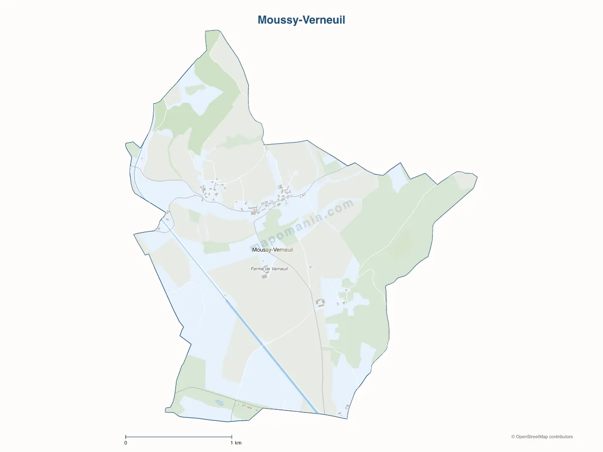Carte de Moussy-Verneuil à personnaliser