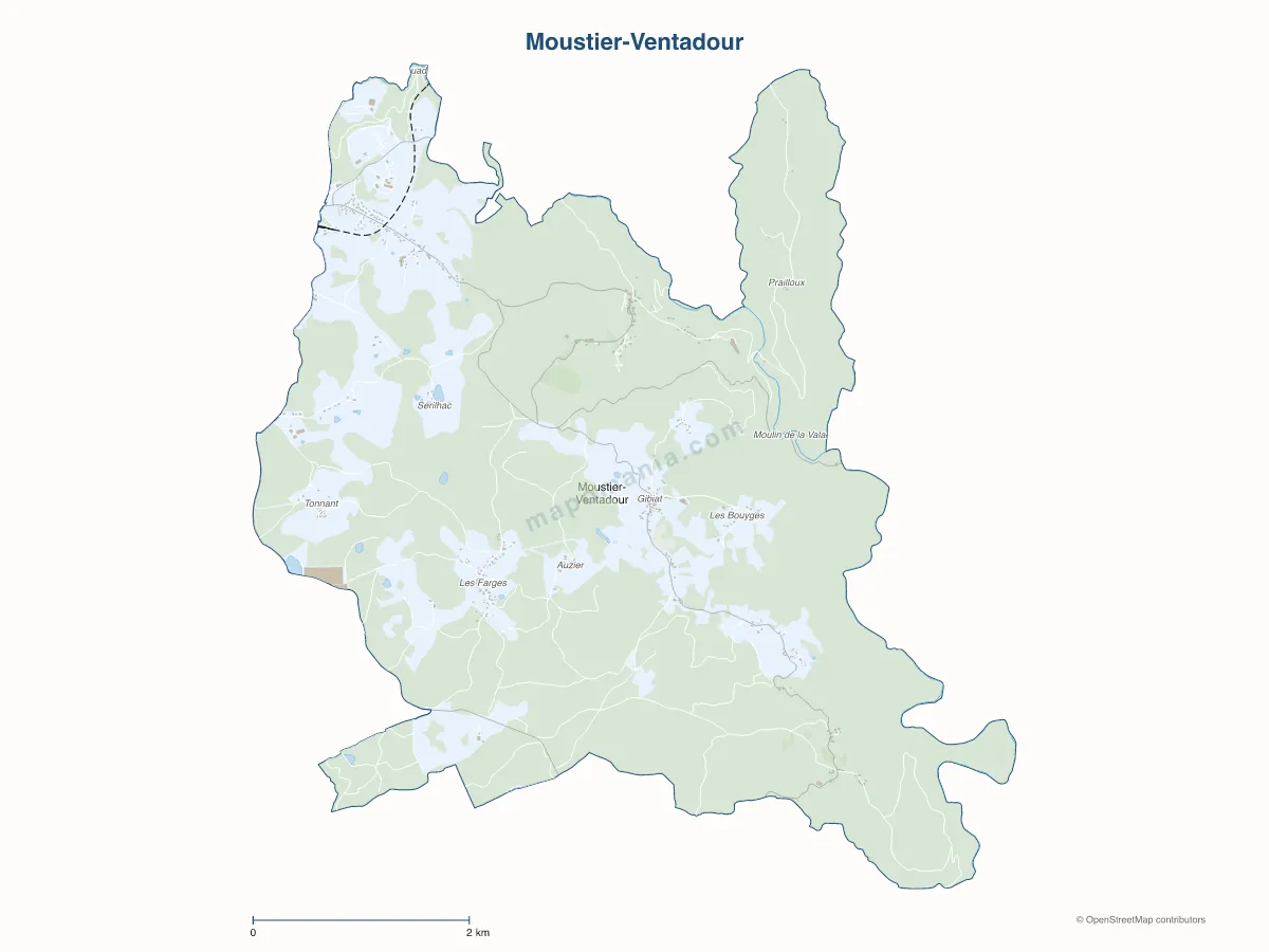 Carte de Moustier-Ventadour à personnaliser