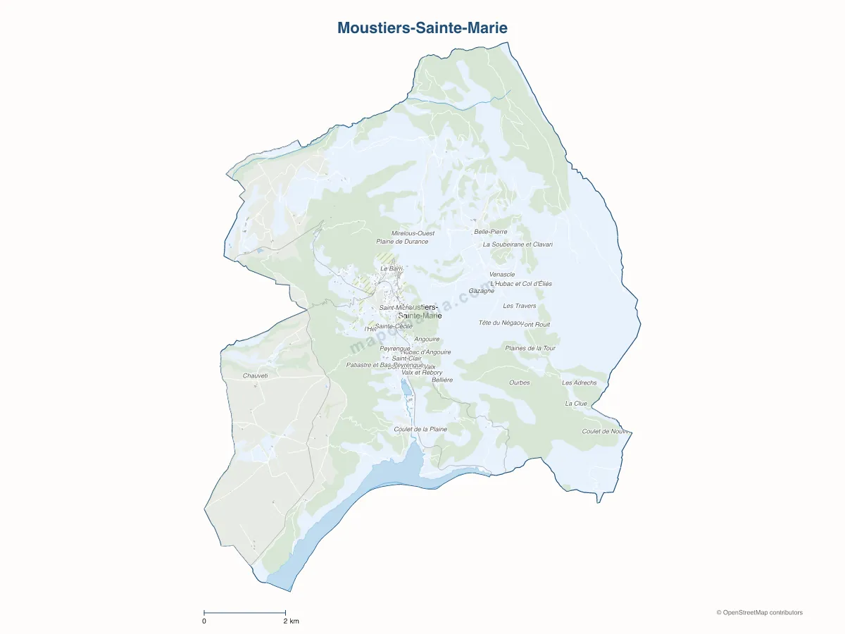 Carte de Moustiers-Sainte-Marie à personnaliser