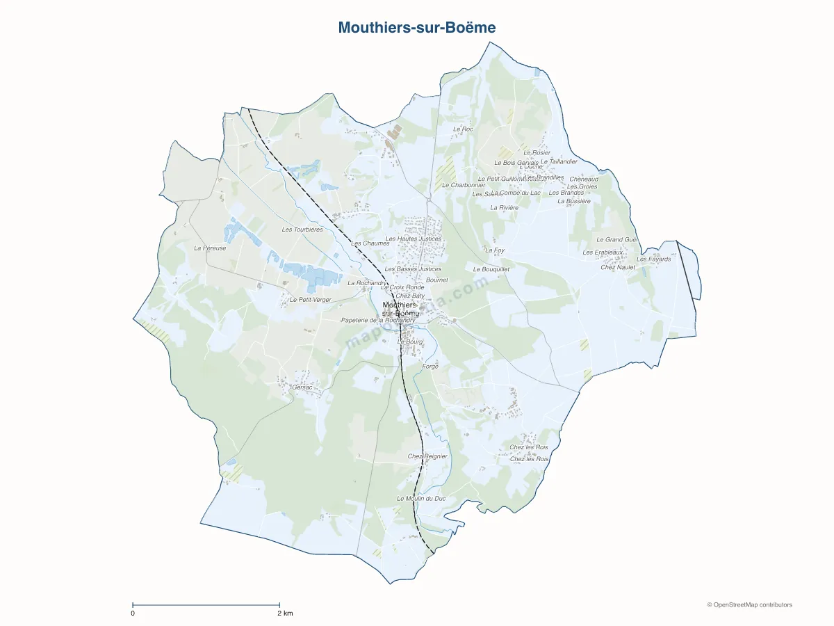 Carte de Mouthiers-sur-Boëme à personnaliser