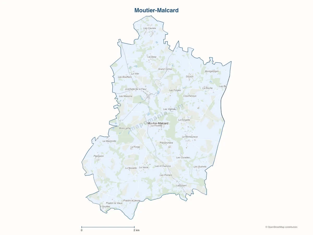 Carte de Moutier-Malcard à personnaliser