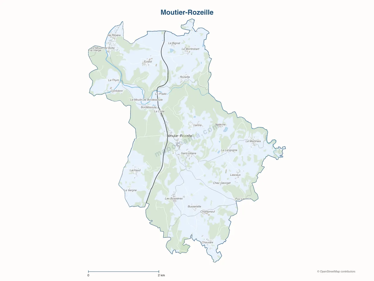 Carte de Moutier-Rozeille à personnaliser