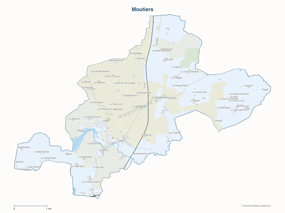 Carte de Moutiers à personnaliser