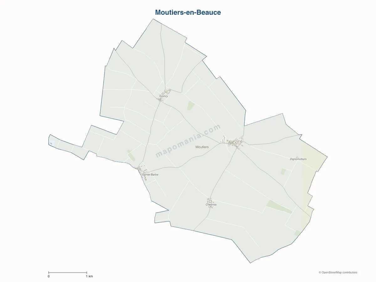 Carte de Moutiers-en-Beauce à personnaliser