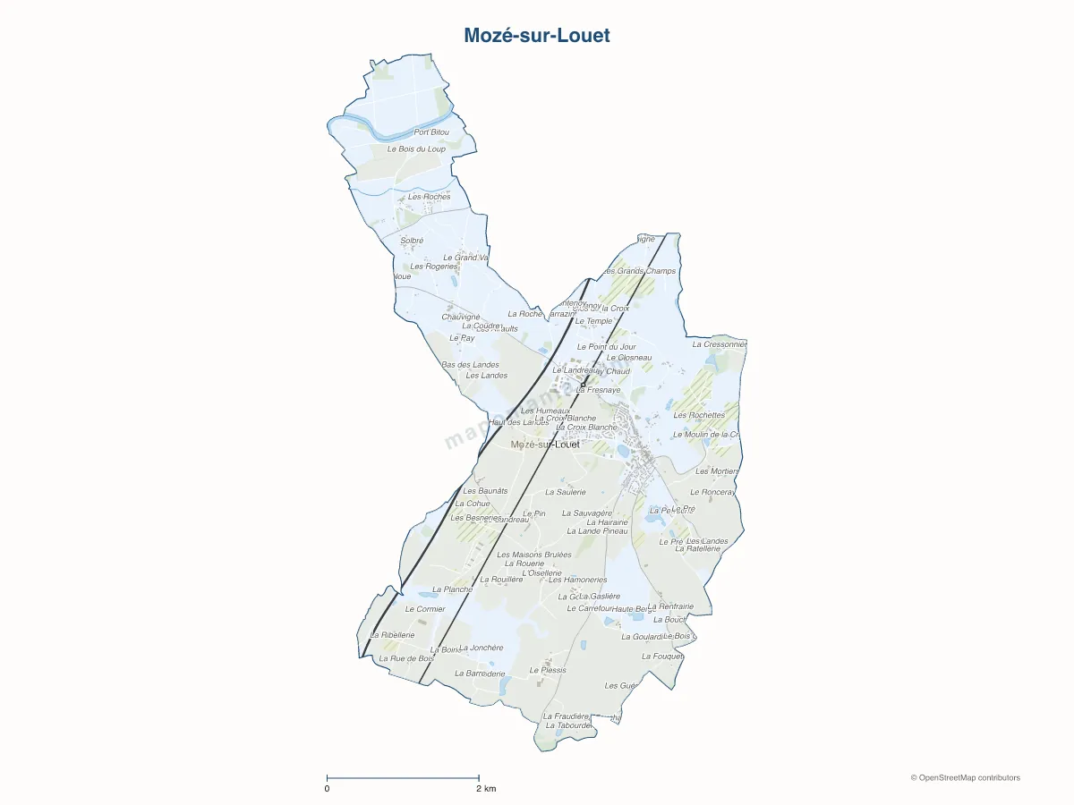 Carte de Mozé-sur-Louet à personnaliser