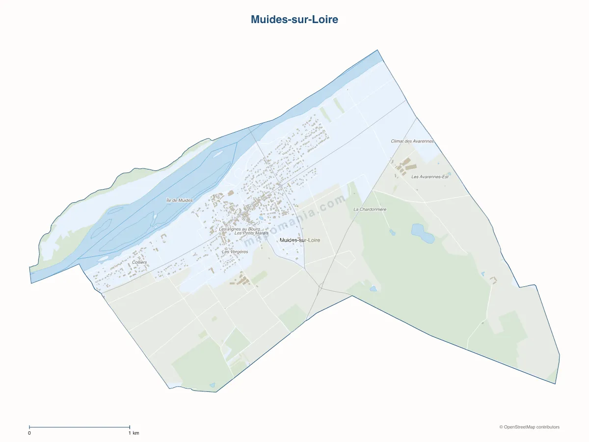 Carte de Muides-sur-Loire à personnaliser