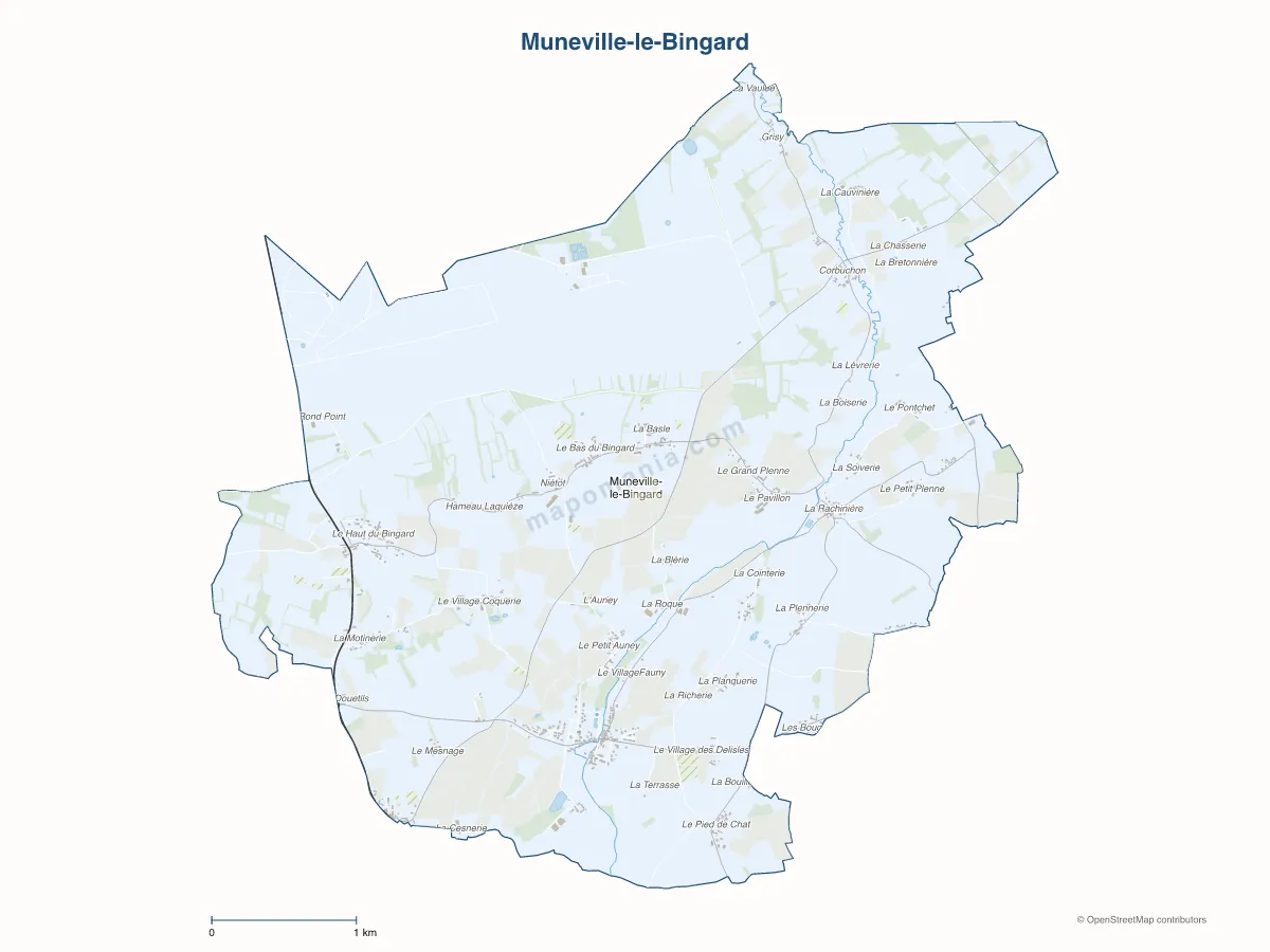 Carte de Muneville-le-Bingard à personnaliser