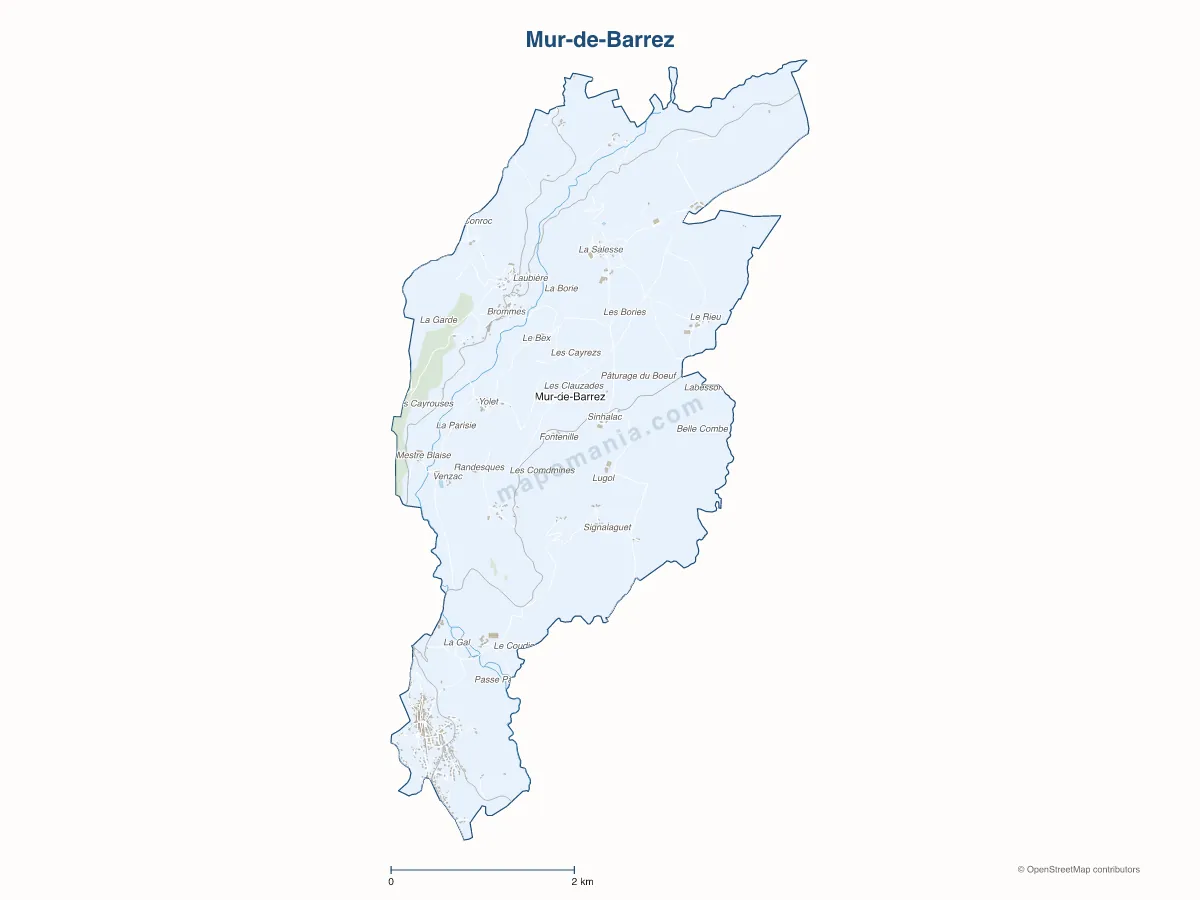 Carte de Mur-de-Barrez à personnaliser