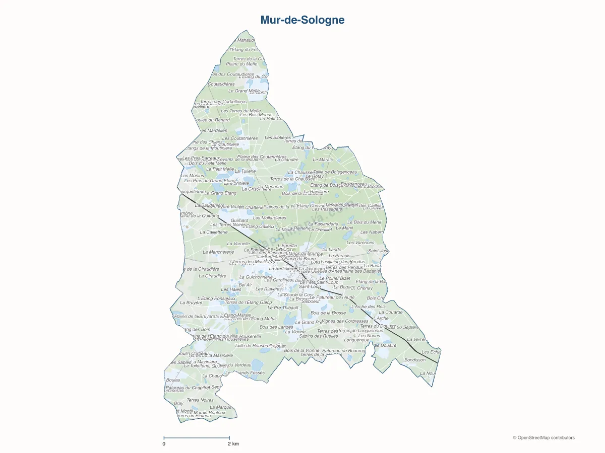 Carte de Mur-de-Sologne à personnaliser