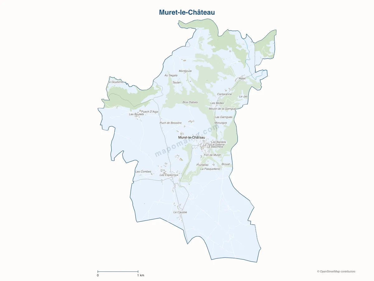 Carte de Muret-le-Château à personnaliser