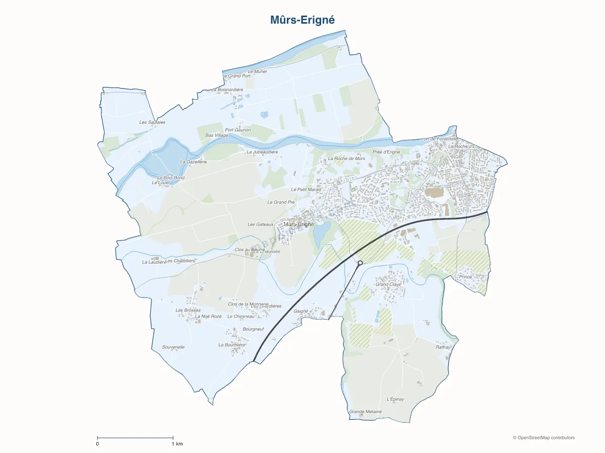 Carte de Mûrs-Erigné à personnaliser