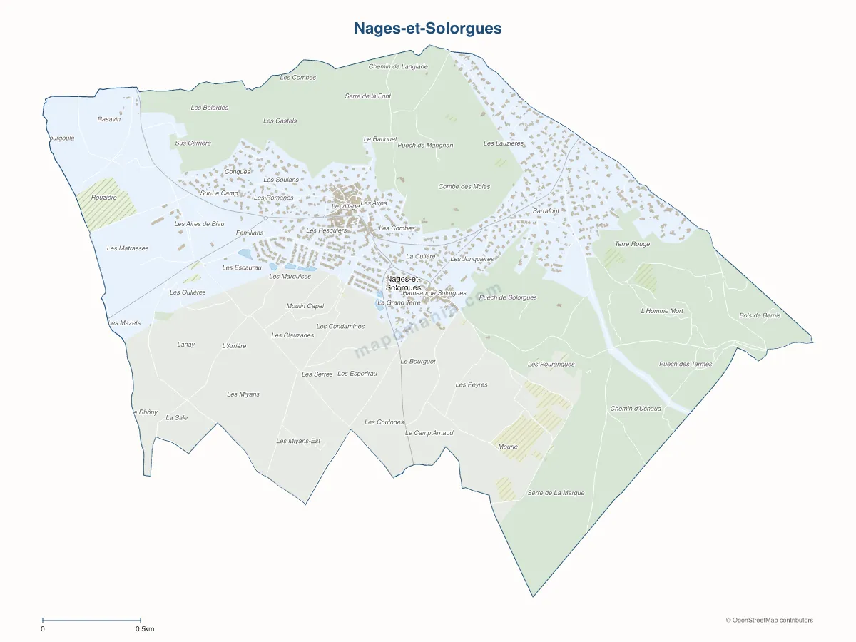 Carte de Nages-et-Solorgues à personnaliser