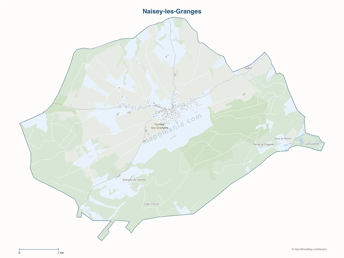 Carte de Naisey-les-Granges à personnaliser