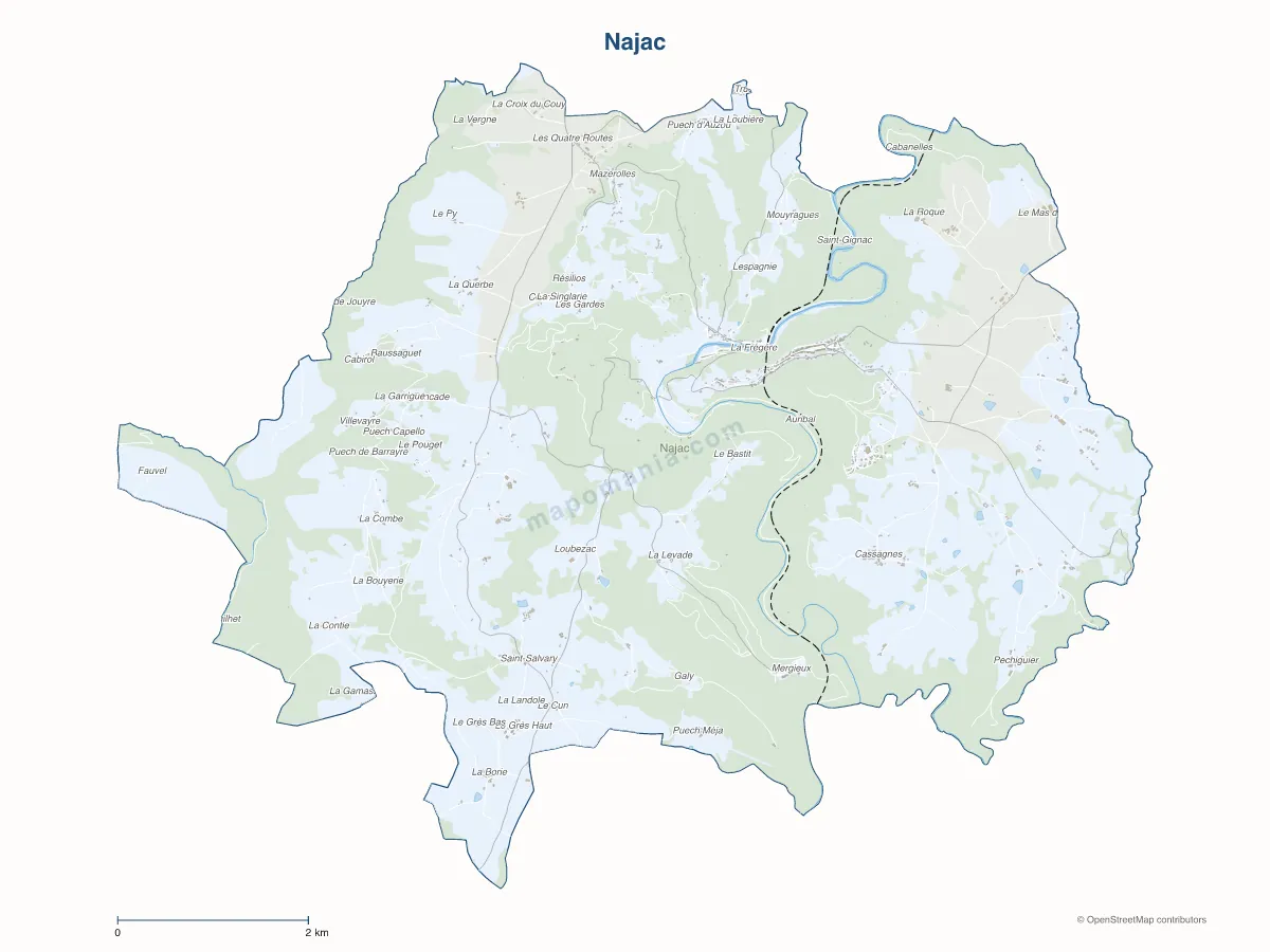 Carte de Najac à personnaliser
