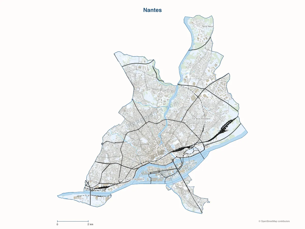 Carte de Nantes à personnaliser