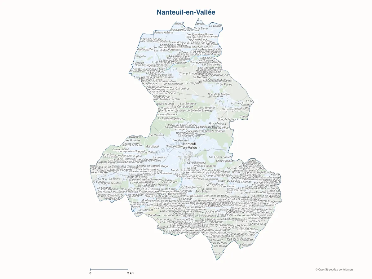 Carte de Nanteuil-en-Vallée à personnaliser