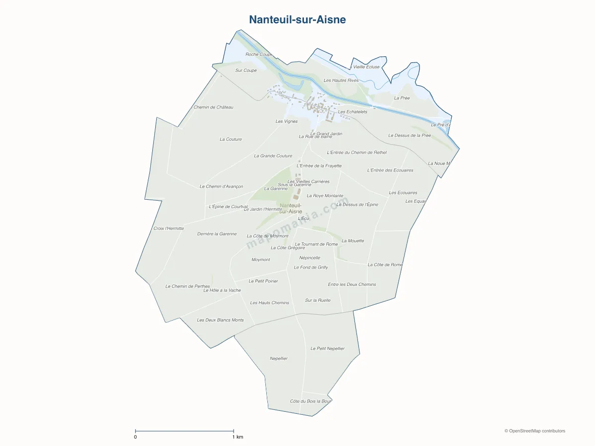 Carte de Nanteuil-sur-Aisne à personnaliser