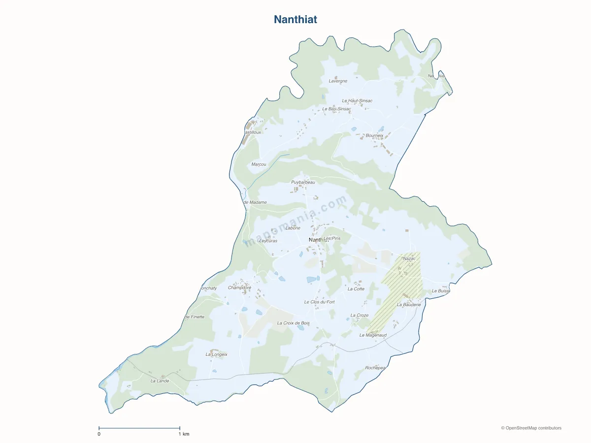 Carte de Nanthiat à personnaliser