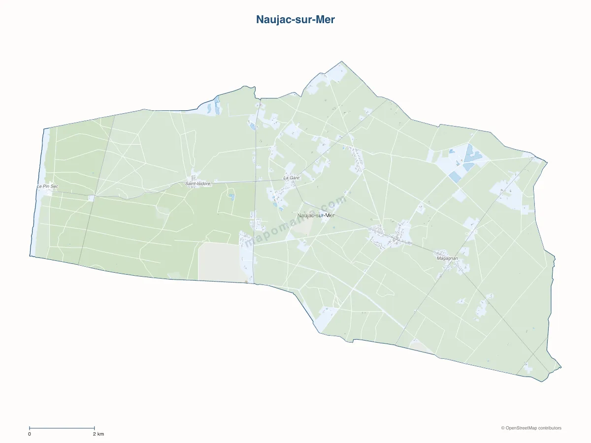 Carte de Naujac-sur-Mer à personnaliser