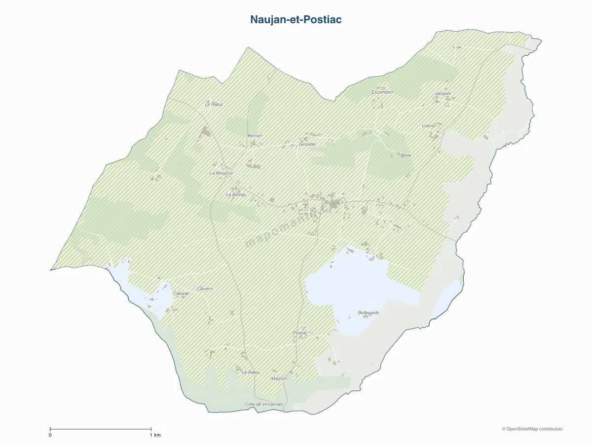 Carte de Naujan-et-Postiac à personnaliser