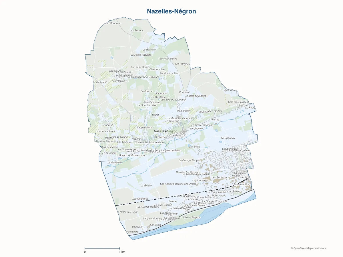 Carte de Nazelles-Négron à personnaliser