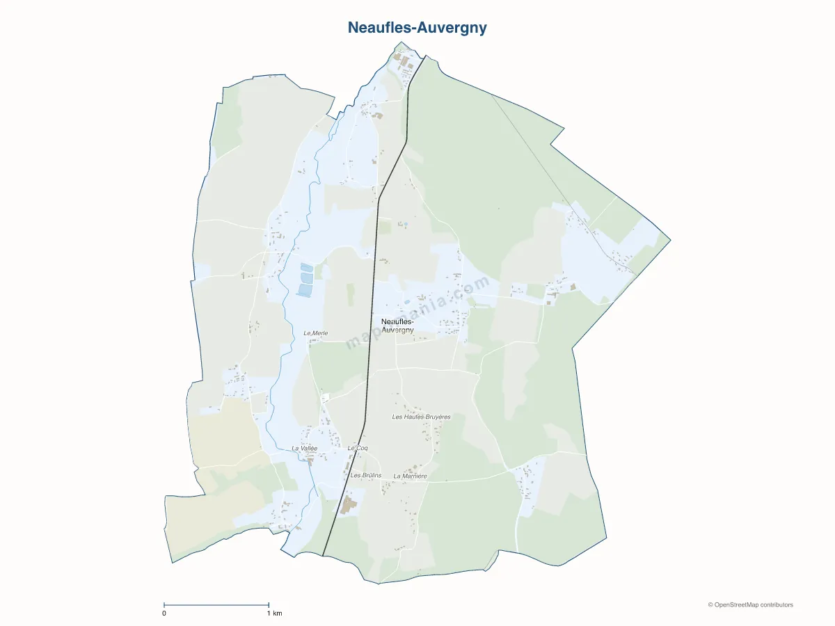 Carte de Neaufles-Auvergny à personnaliser