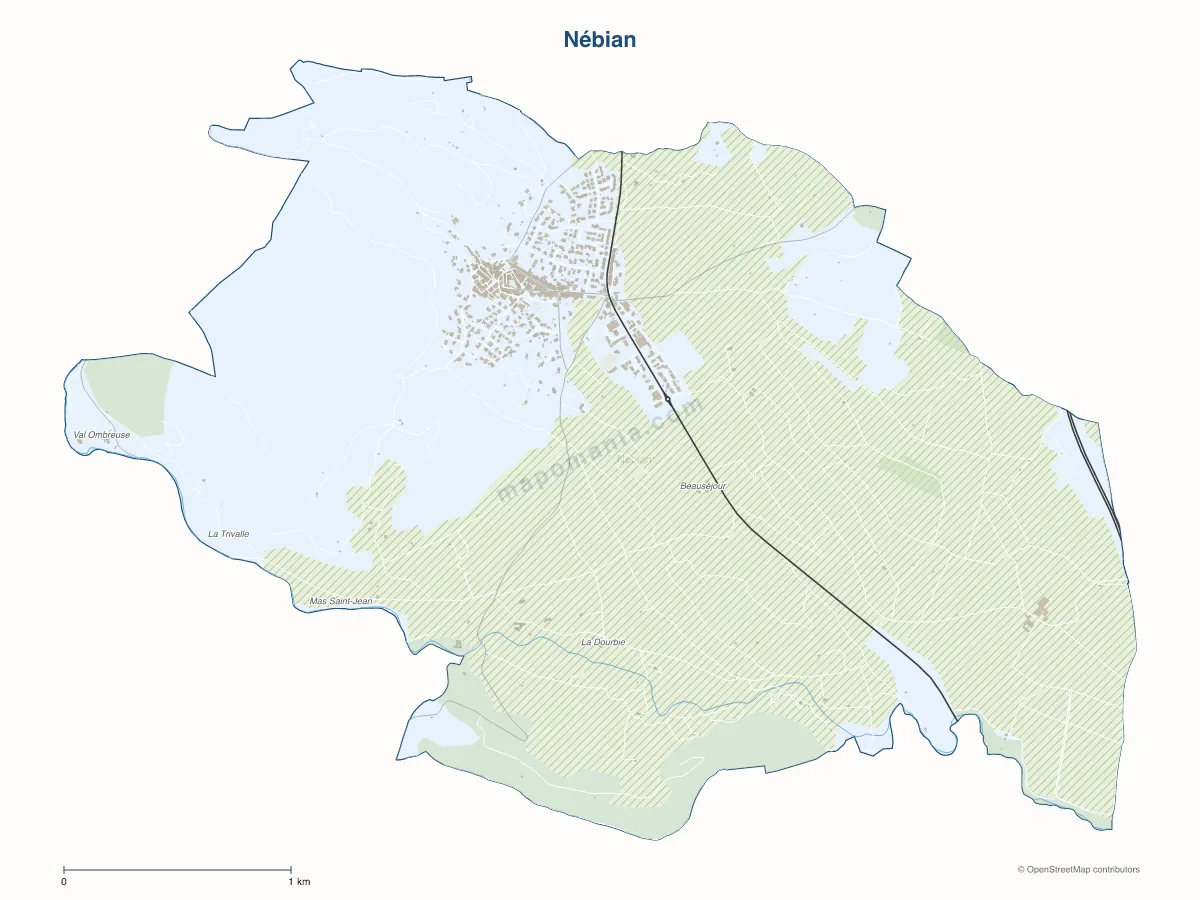 Carte de Nébian à personnaliser