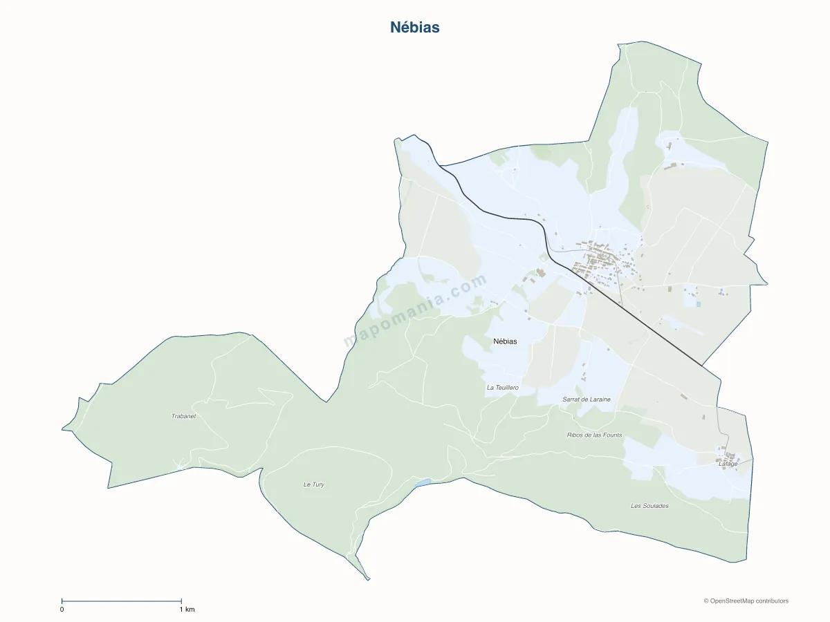 Carte de Nébias à personnaliser