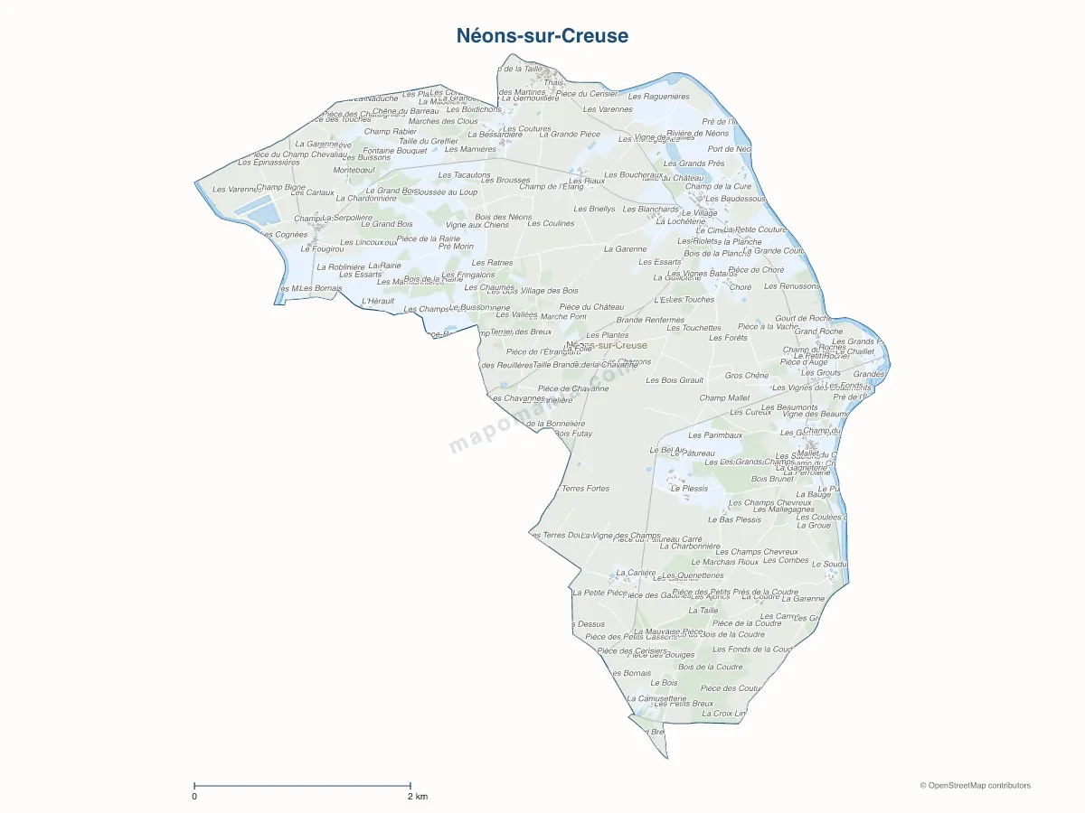Carte de Néons-sur-Creuse à personnaliser