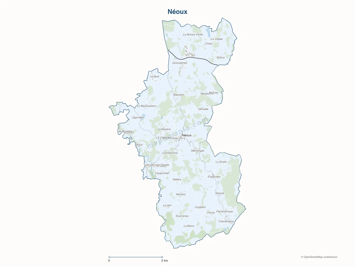 Carte de Néoux à personnaliser