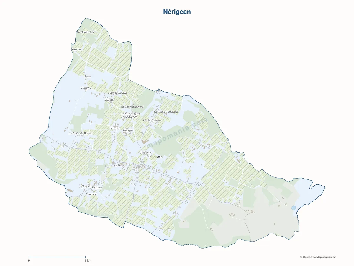 Carte de Nérigean à personnaliser