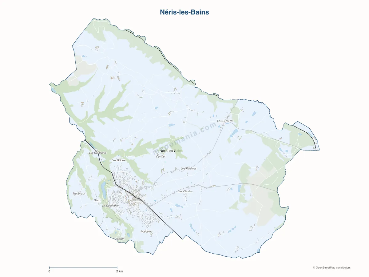 Carte de Néris-les-Bains à personnaliser