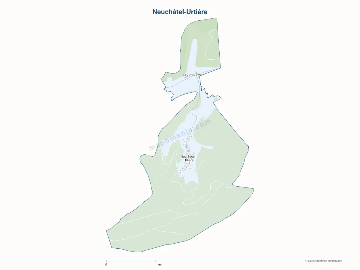 Carte de Neuchâtel-Urtière à personnaliser