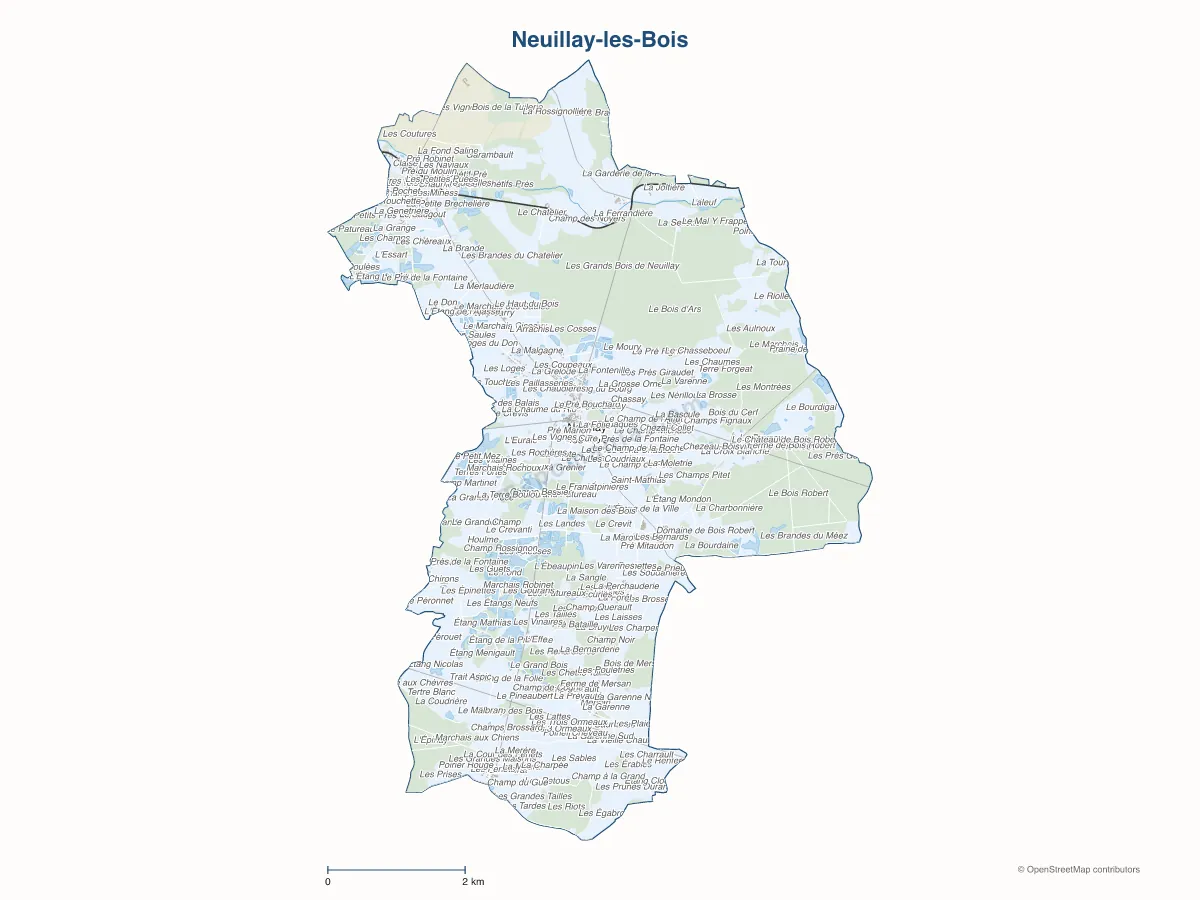 Carte de Neuillay-les-Bois à personnaliser