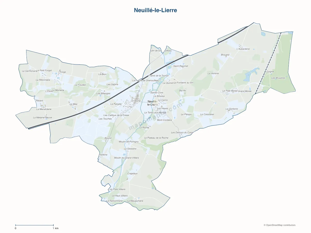 Carte de Neuillé-le-Lierre à personnaliser