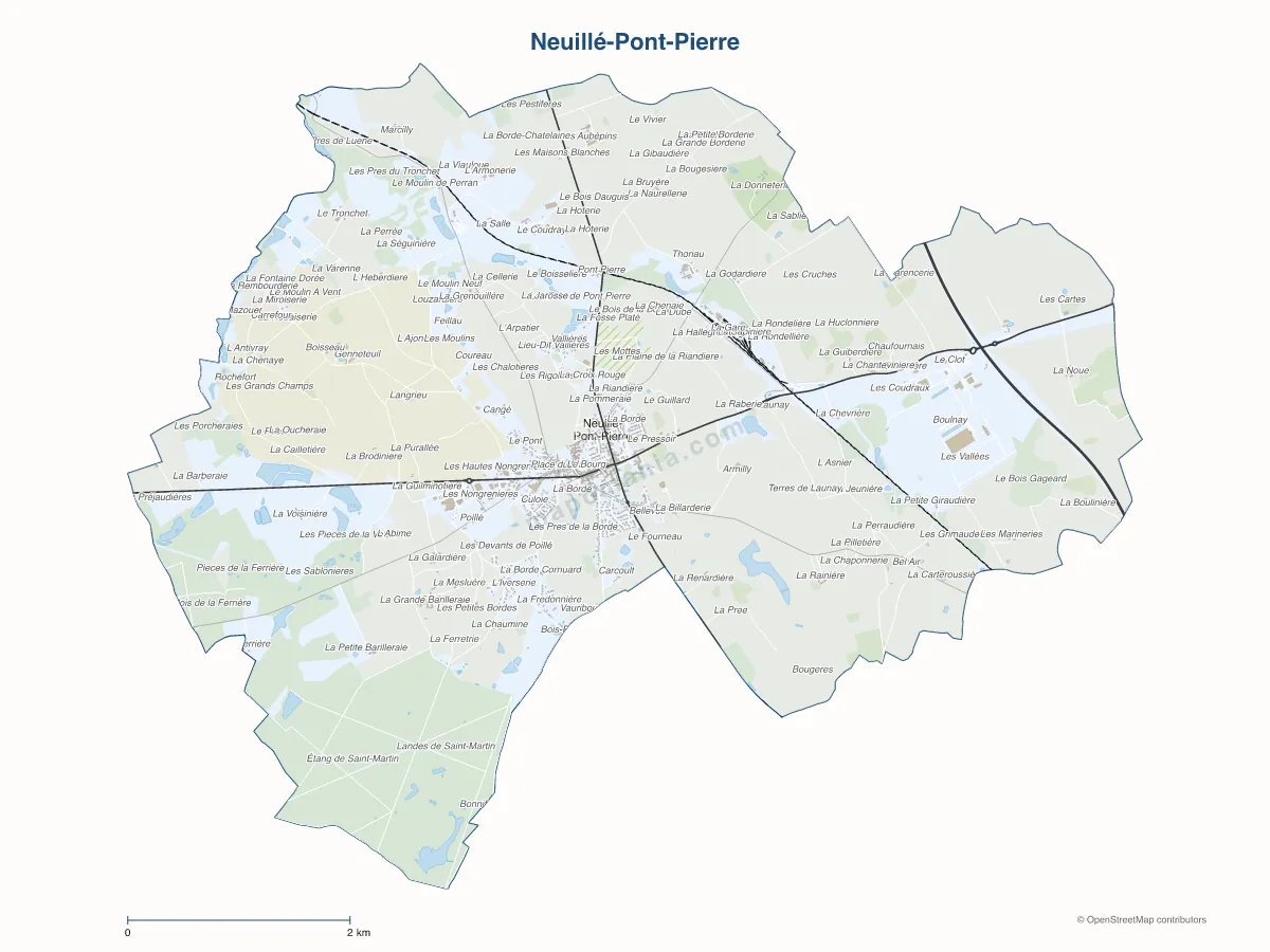 Carte de Neuillé-Pont-Pierre à personnaliser
