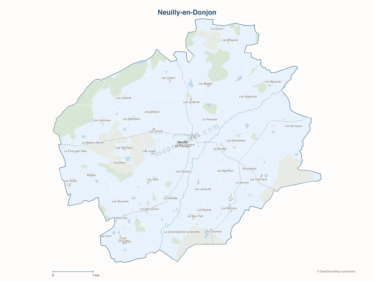 Carte de Neuilly-en-Donjon à personnaliser