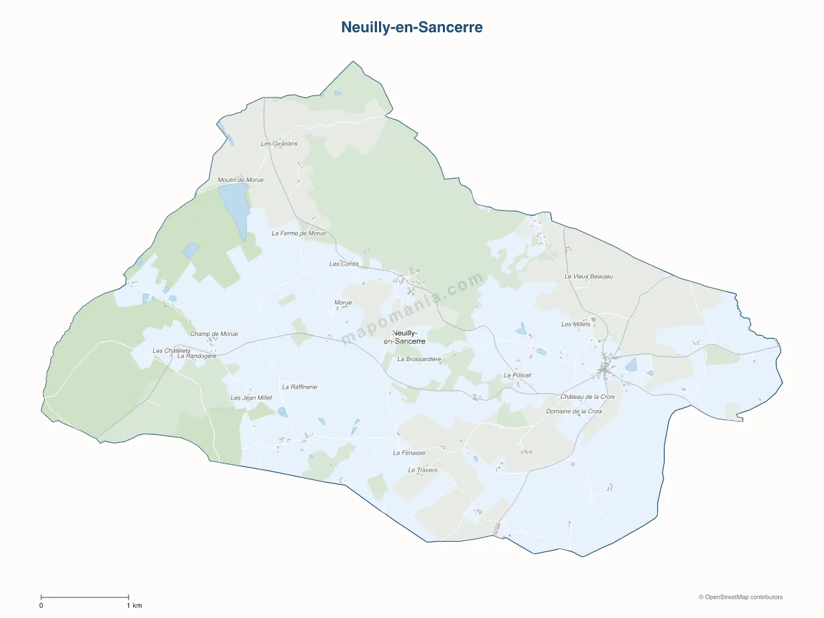Carte de Neuilly-en-Sancerre à personnaliser