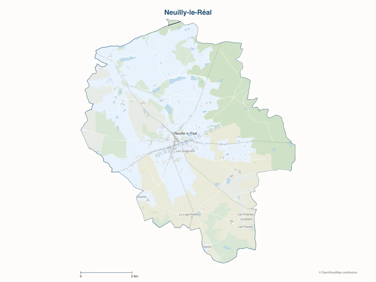 Carte de Neuilly-le-Réal à personnaliser