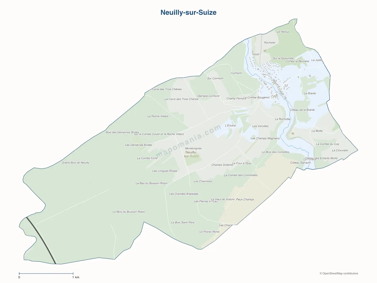 Carte de Neuilly-sur-Suize à personnaliser