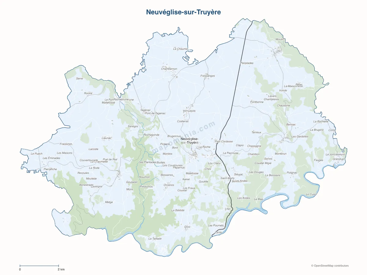 Carte de Neuvéglise-sur-Truyère à personnaliser