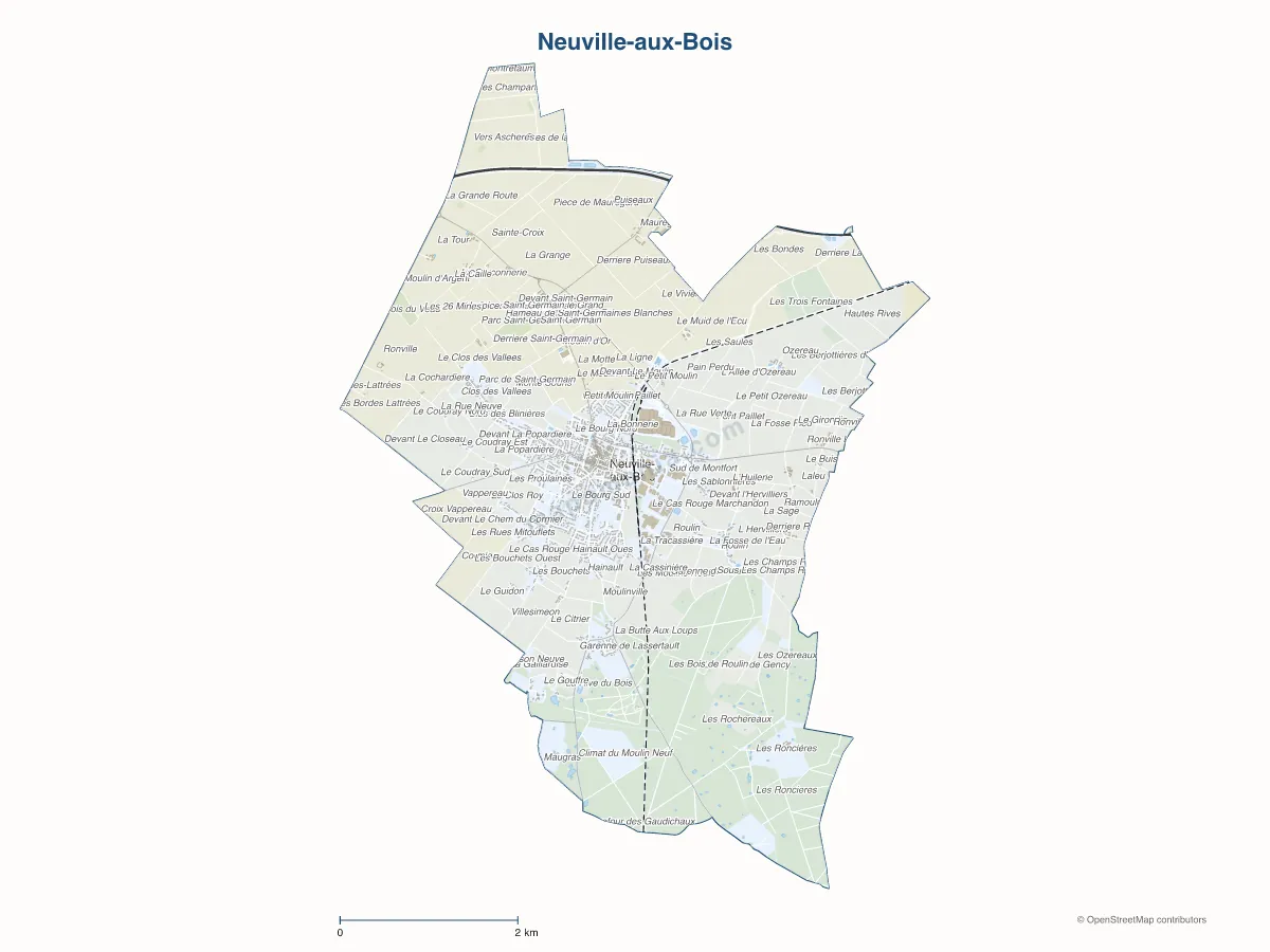 Carte de Neuville-aux-Bois à personnaliser