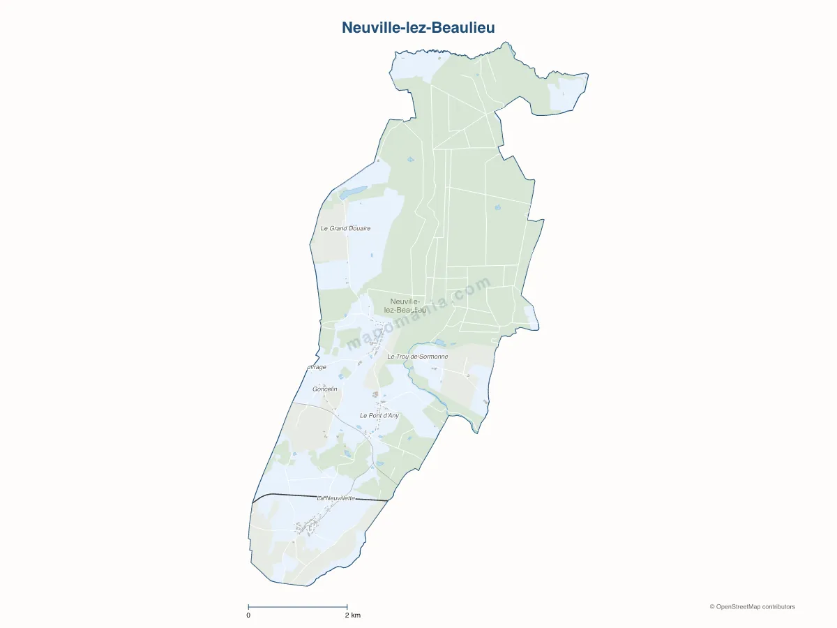Carte de Neuville-lez-Beaulieu à personnaliser
