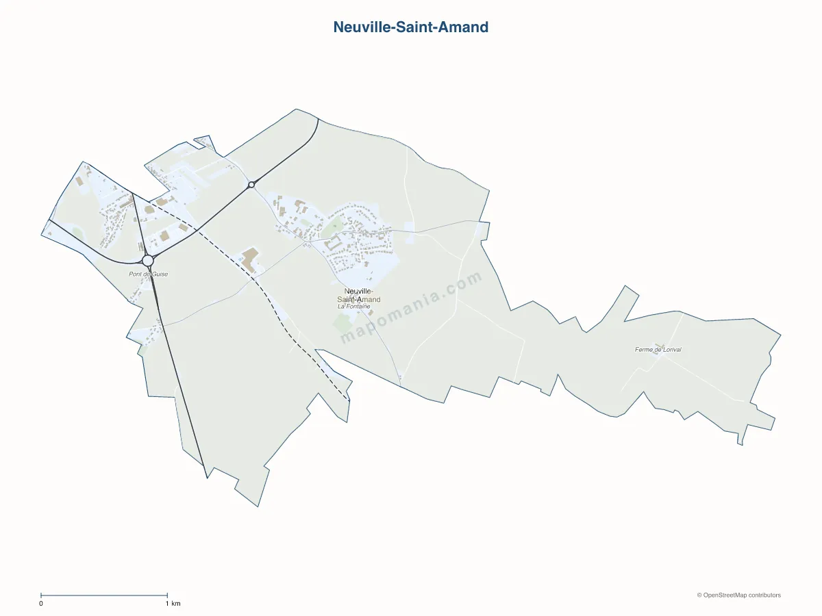 Carte de Neuville-Saint-Amand à personnaliser