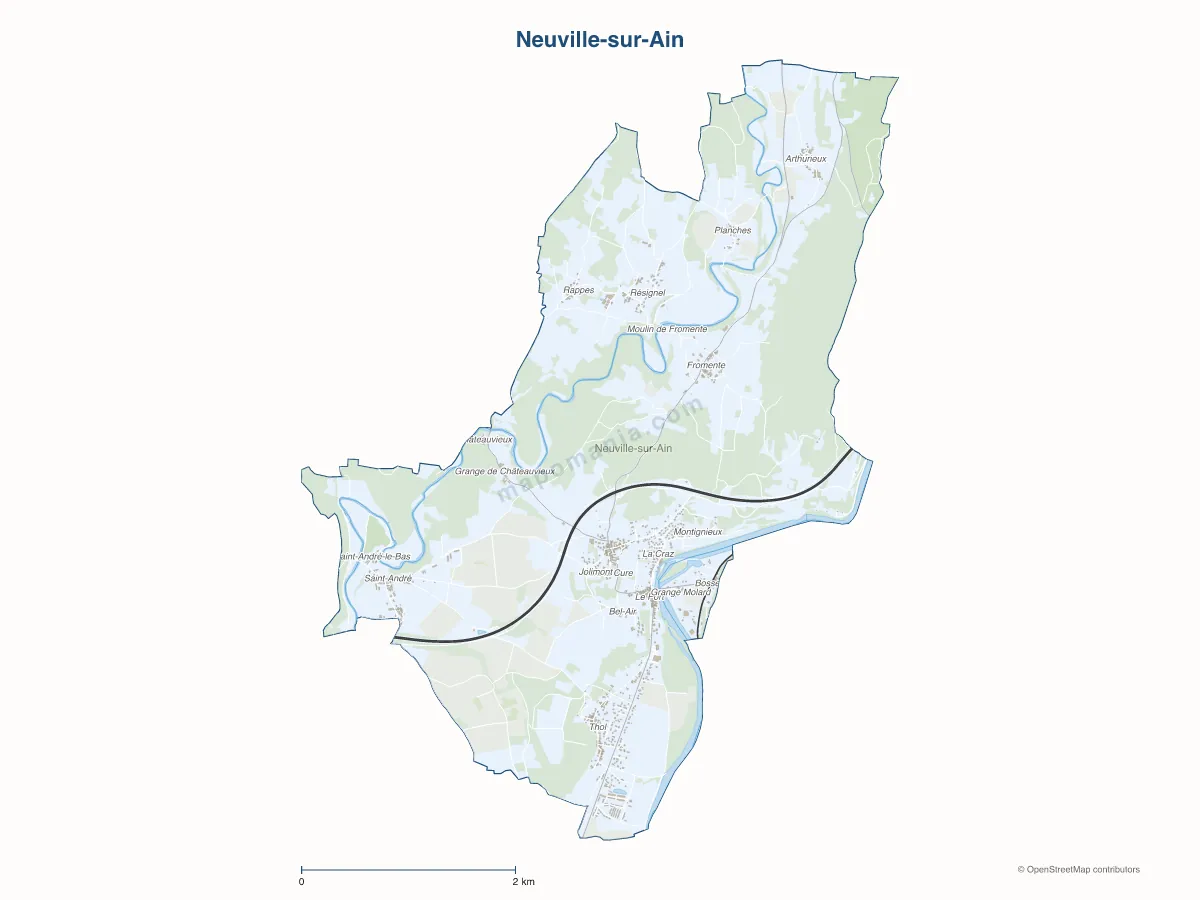 Carte de Neuville-sur-Ain à personnaliser