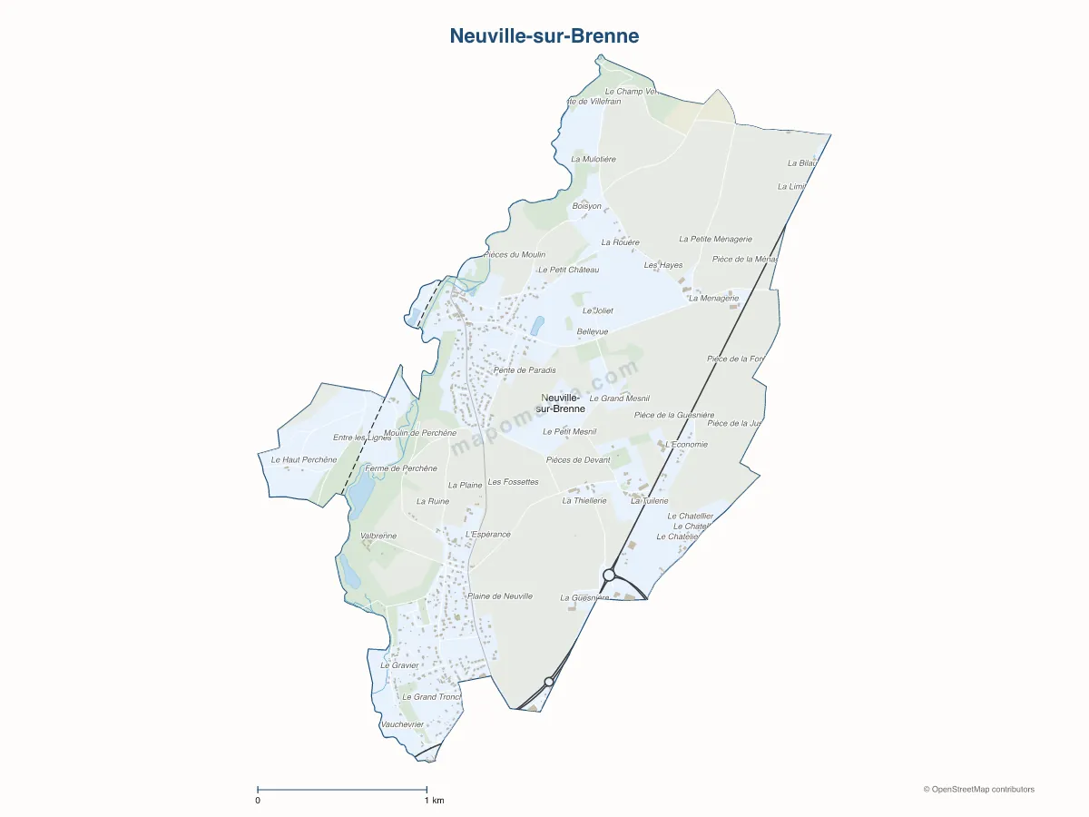 Carte de Neuville-sur-Brenne à personnaliser