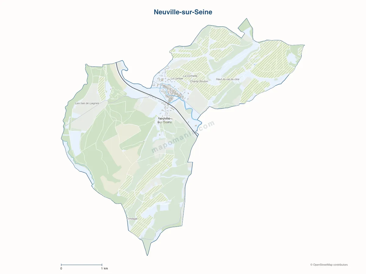 Carte de Neuville-sur-Seine à personnaliser