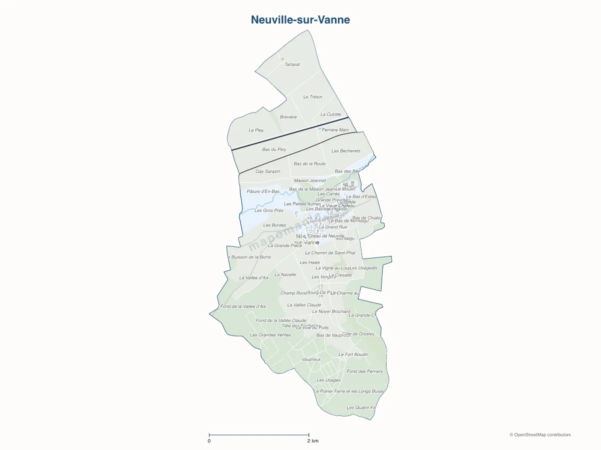 Carte de Neuville-sur-Vanne à personnaliser