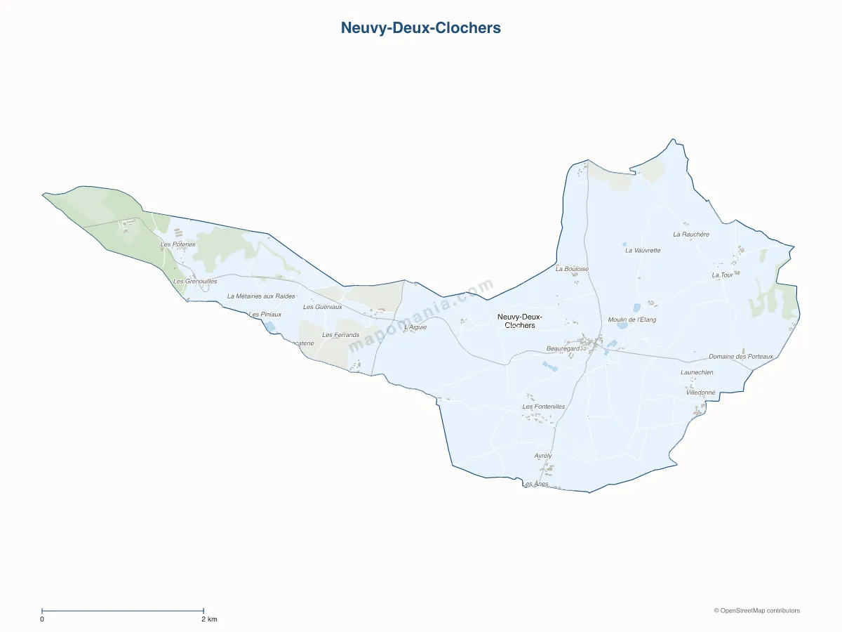 Carte de Neuvy-Deux-Clochers à personnaliser